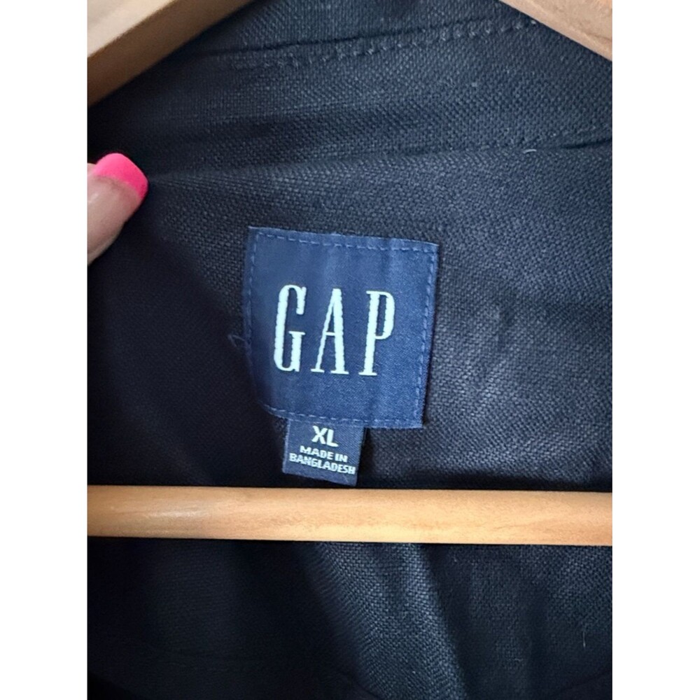 GAP Black Linen Blend Gold Button Blazer Sz XL - Picture 5 of 7